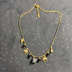 Pilgrim Gold Necklace with Black Charms
